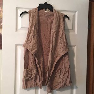 Khaki Tan Vest with Lace